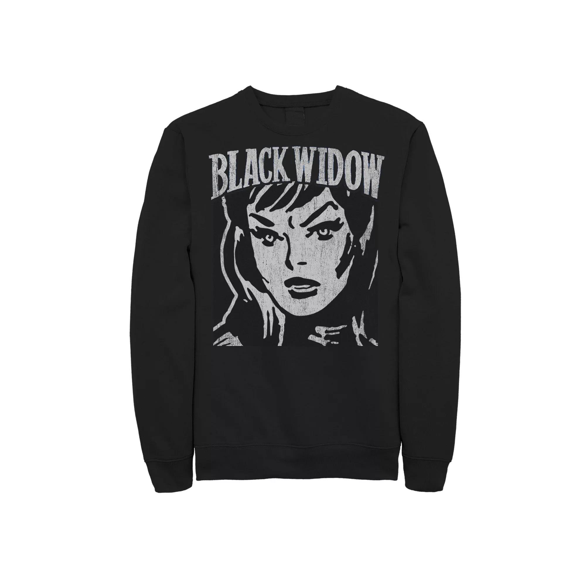 Men's Marvel Black Widow Retro Vintage Portrait Sweatshirt,  Product Image