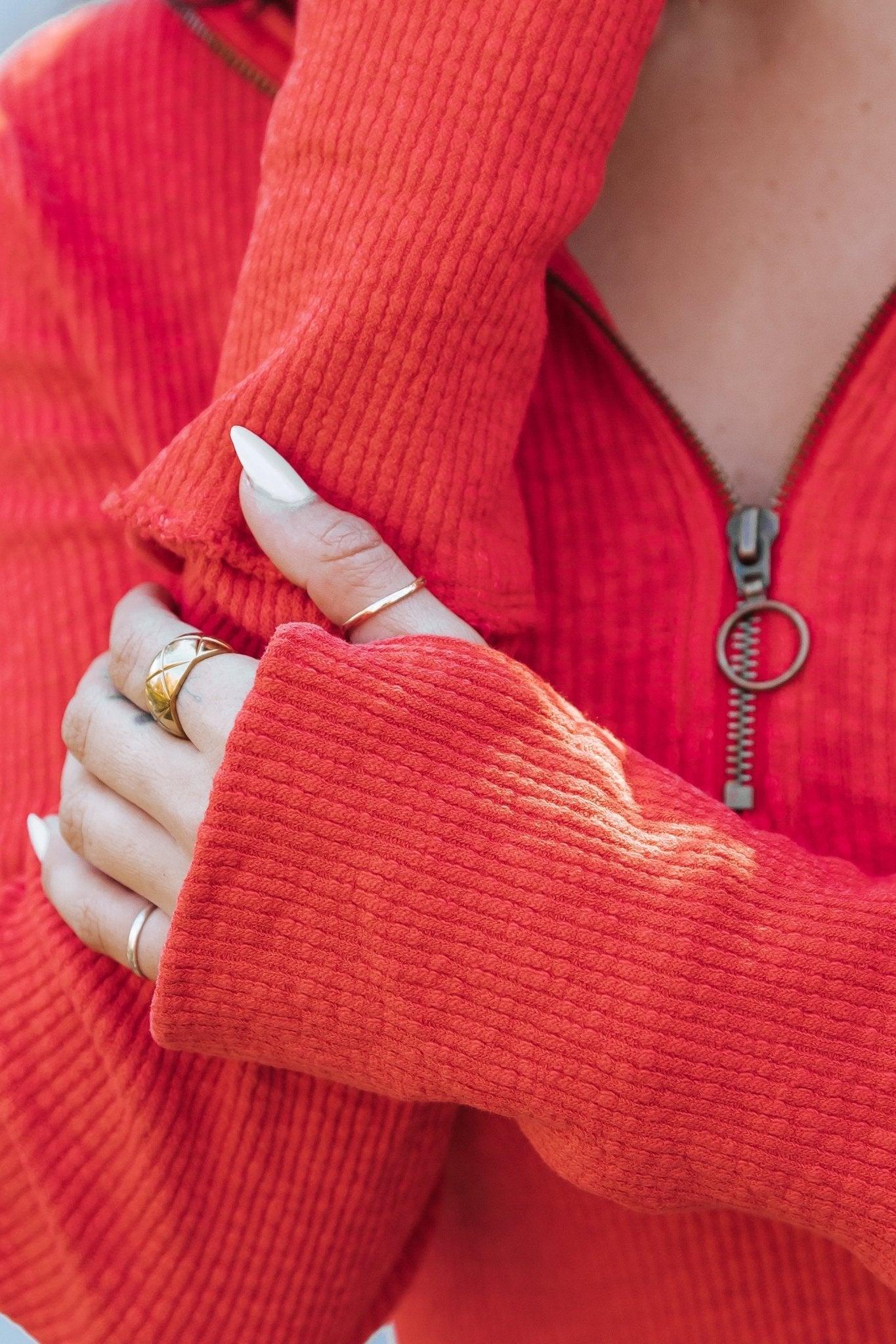 Free People Red Midnight Half Zip Pullover - FINAL SALE Product Image