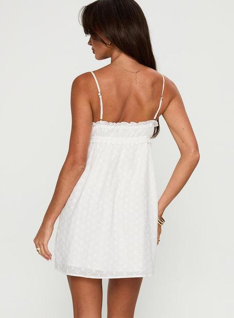 Marliene Broiderie Mini Dress White Product Image