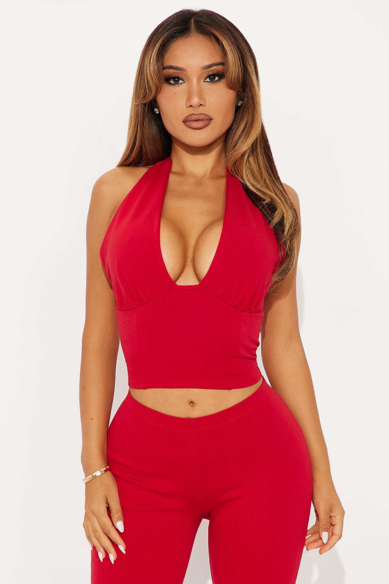 Crush Hour Halter Capri Pant Set - Red Female Product Image
