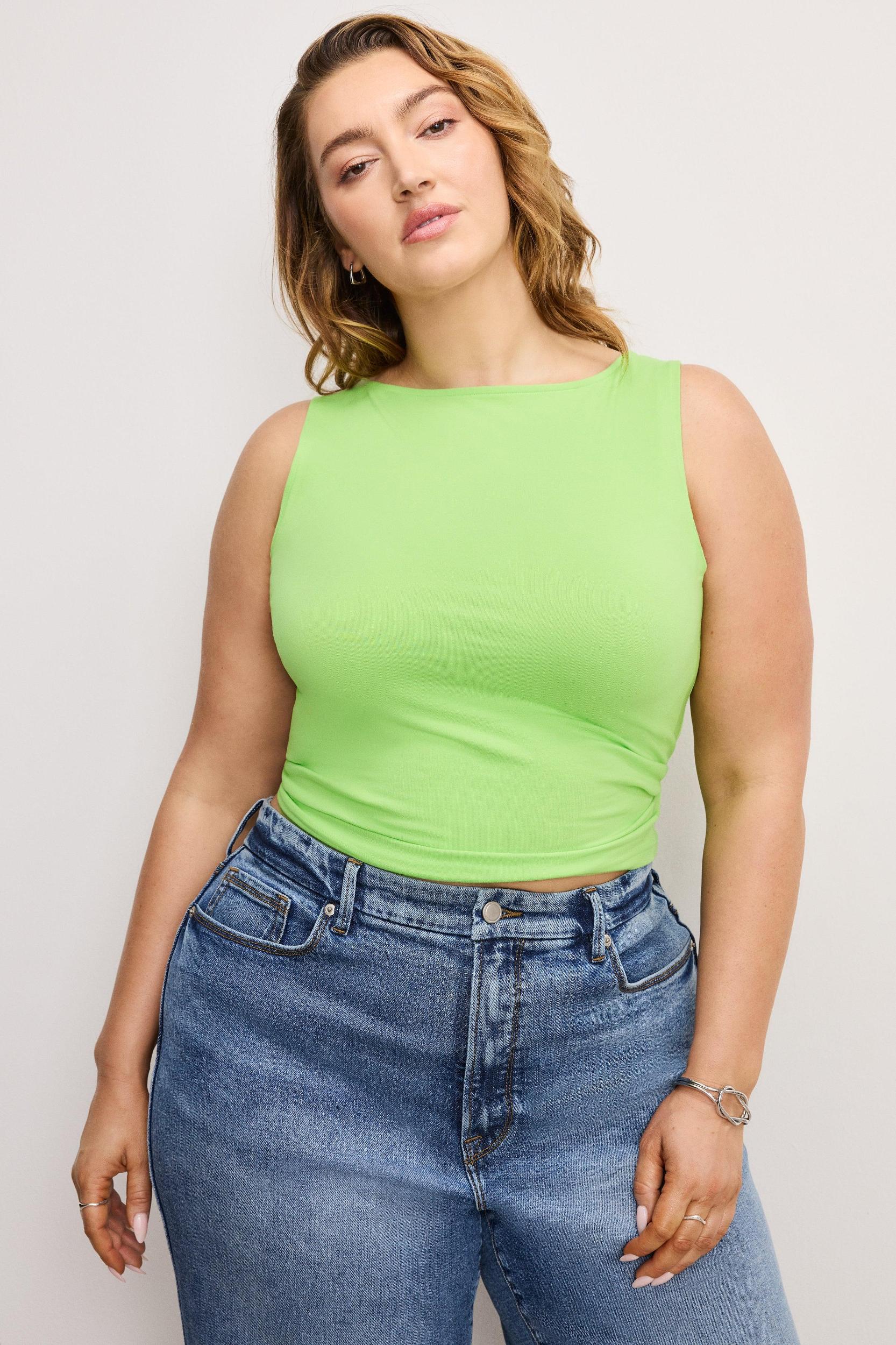 SUPER STRETCH BOATNECK TANK | LIME005 Product Image
