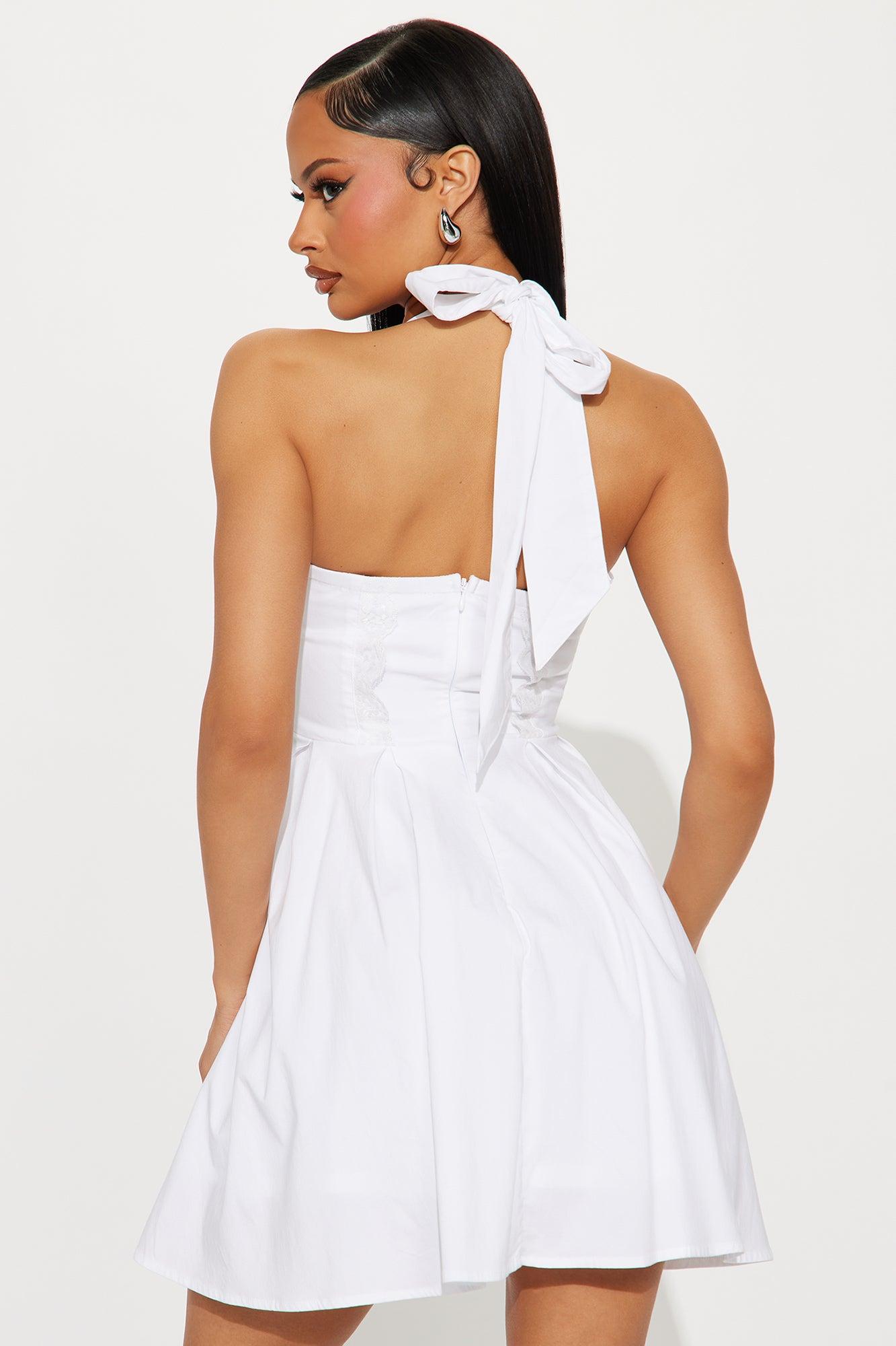 Darla Stretch Poplin Mini Dress - White Product Image