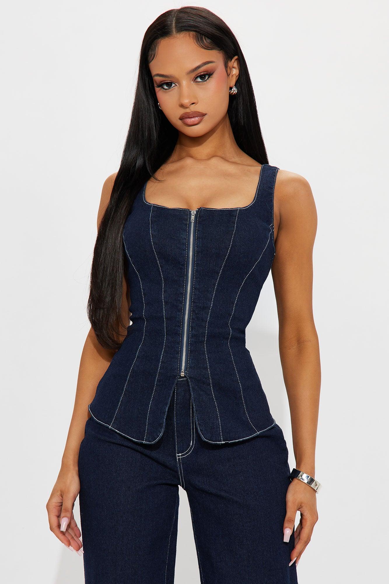 Ava Denim Pant Set - Dark Wash Product Image