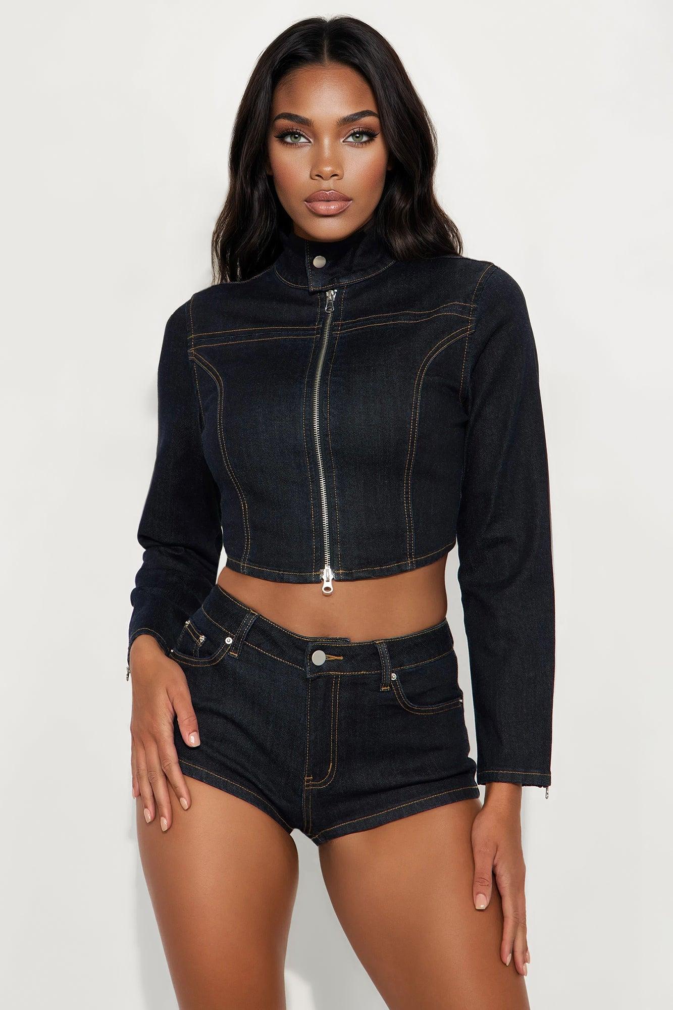 After Dark Denim Short Set - Dark Wash Product Image