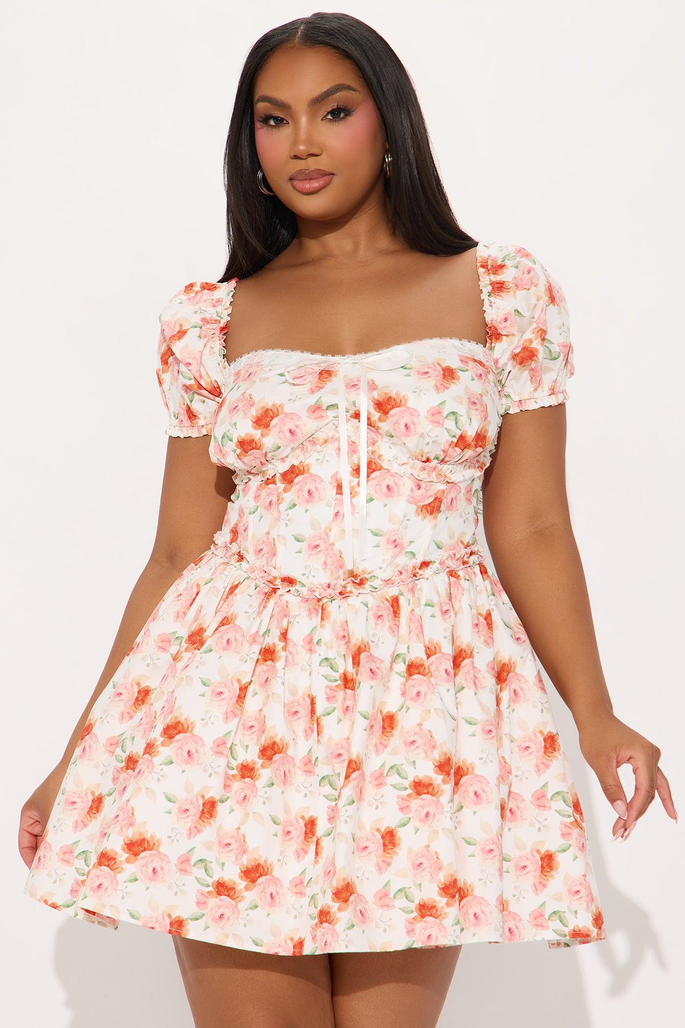 Leta Off Shoulder Corset Mini Dress - White/Pink Product Image