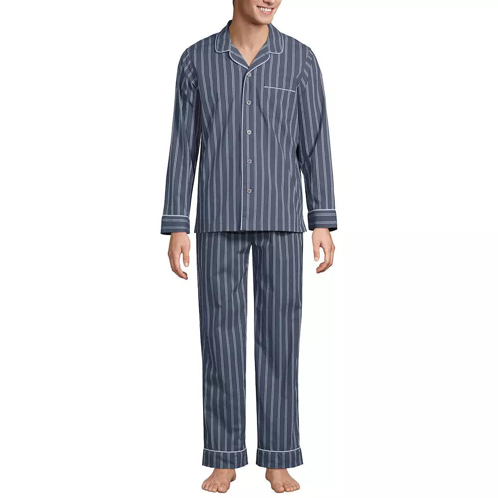 Men's Lands' End Essential Long Sleeve Top & Pants Pajama Set,  Product Image