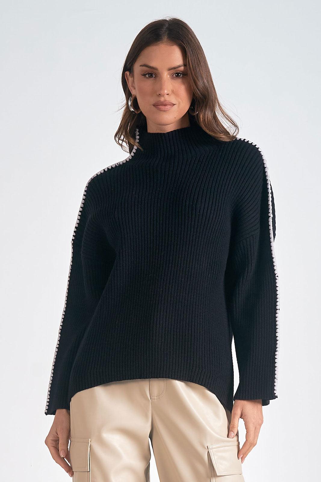 Piped Sleeve Mock Neck Product Image