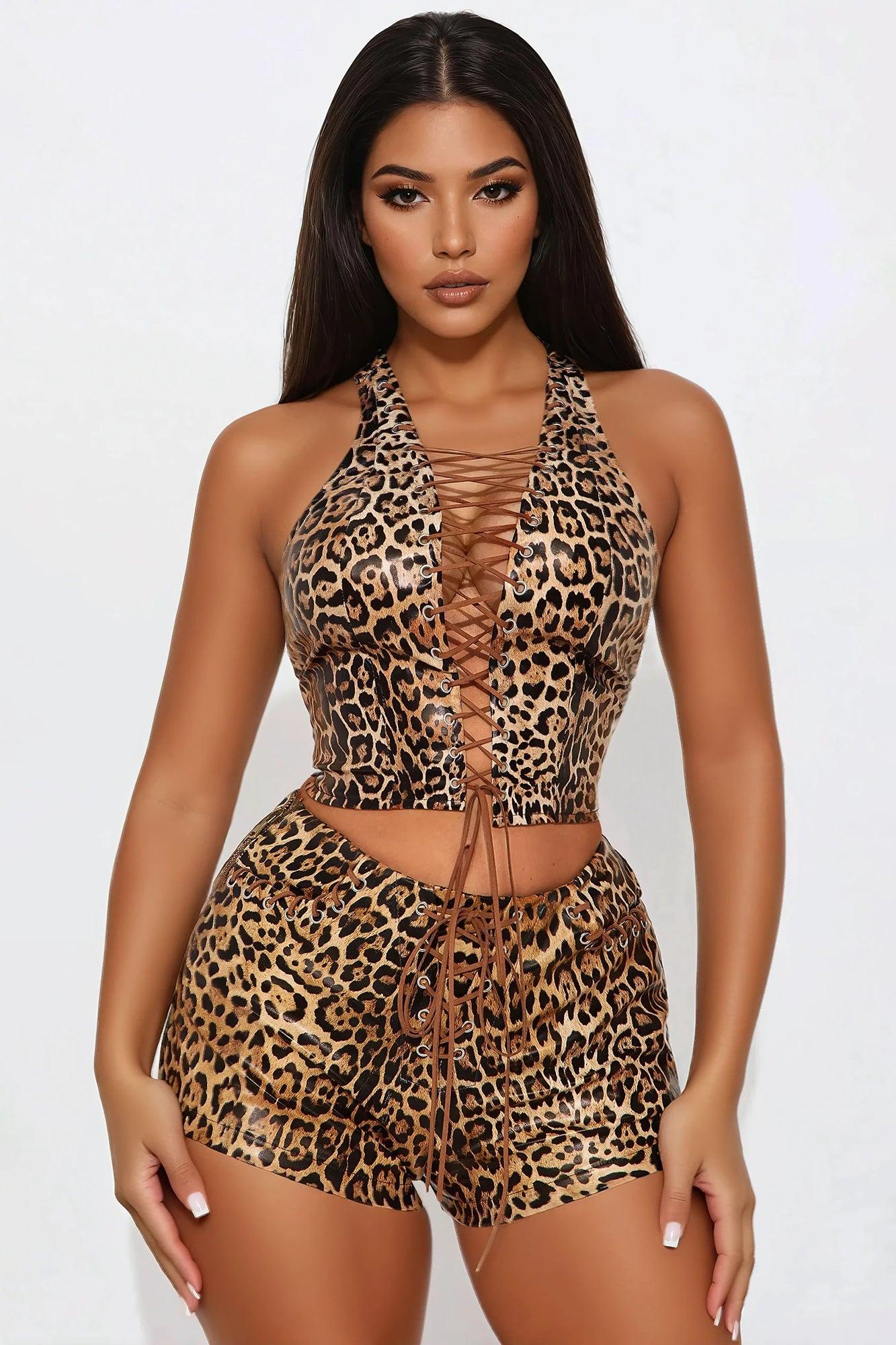 Wild Grace Leopard Short Set - Leopard Product Image