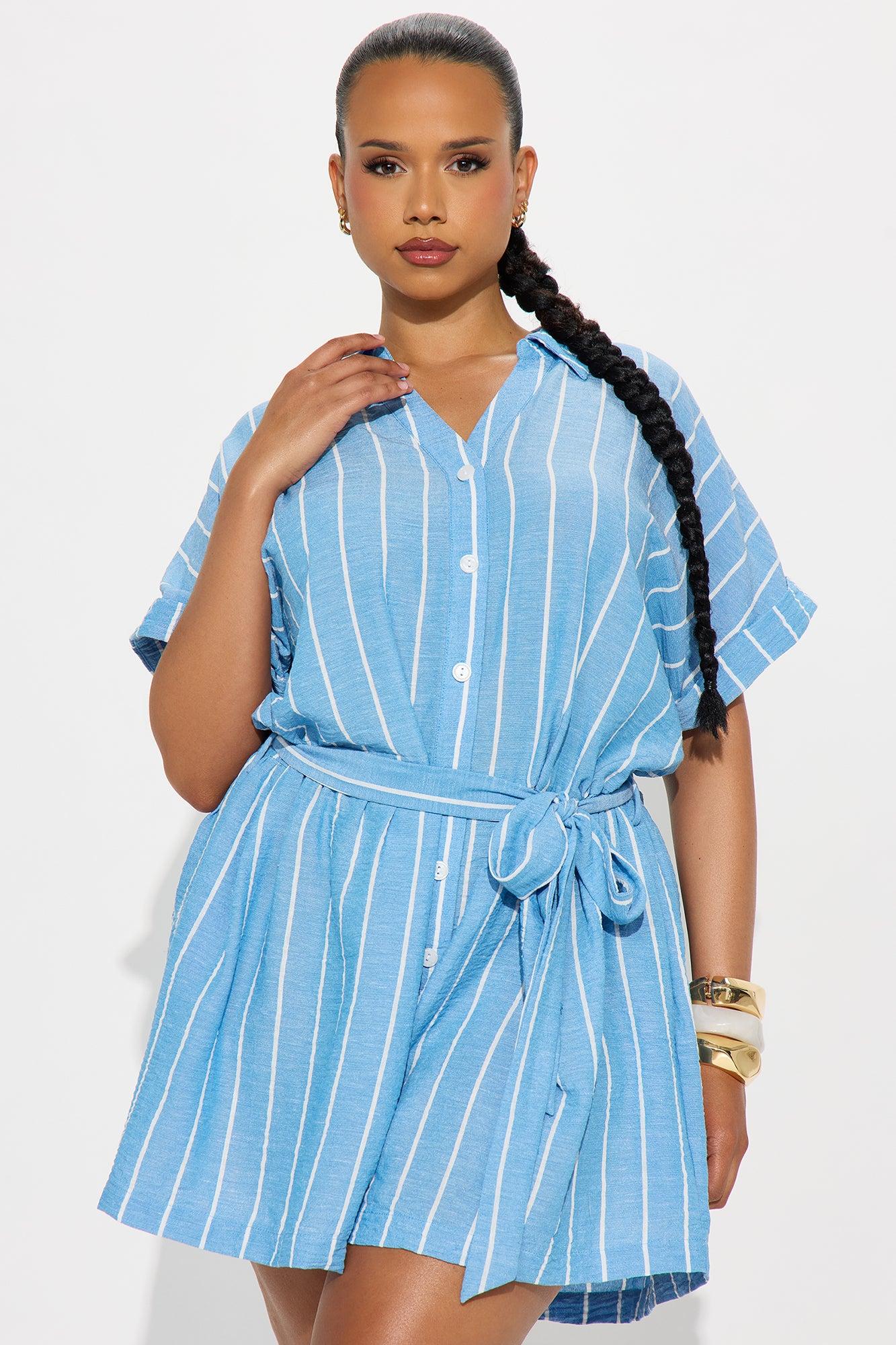 Out Of Line Romper - Blue/combo Product Image