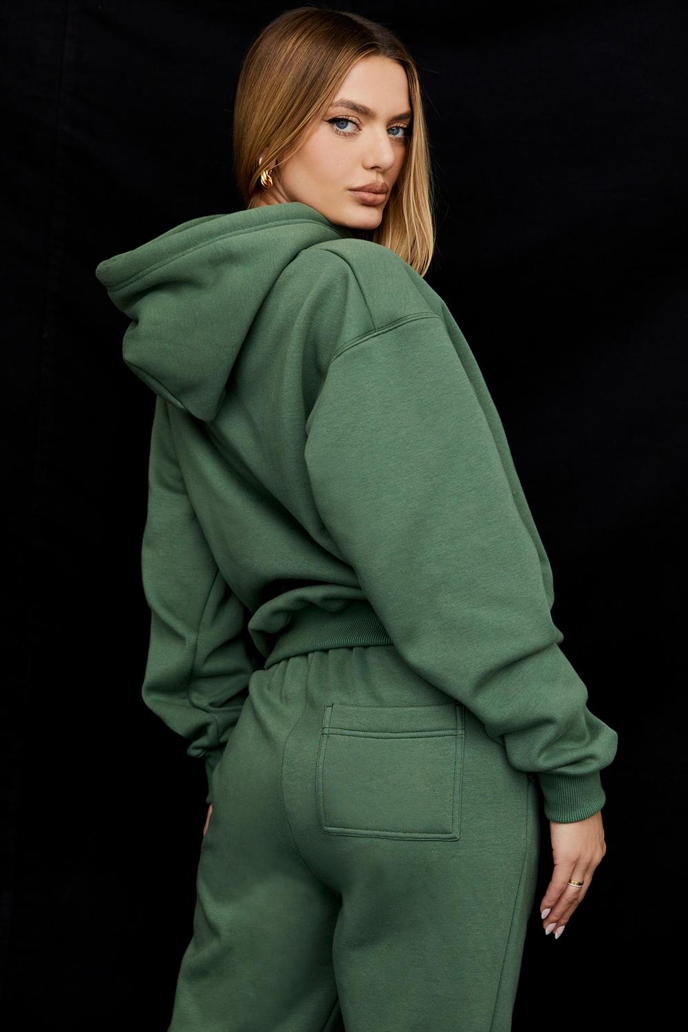 Halo  moss cotton fleece-back oversized hoodie Product Image