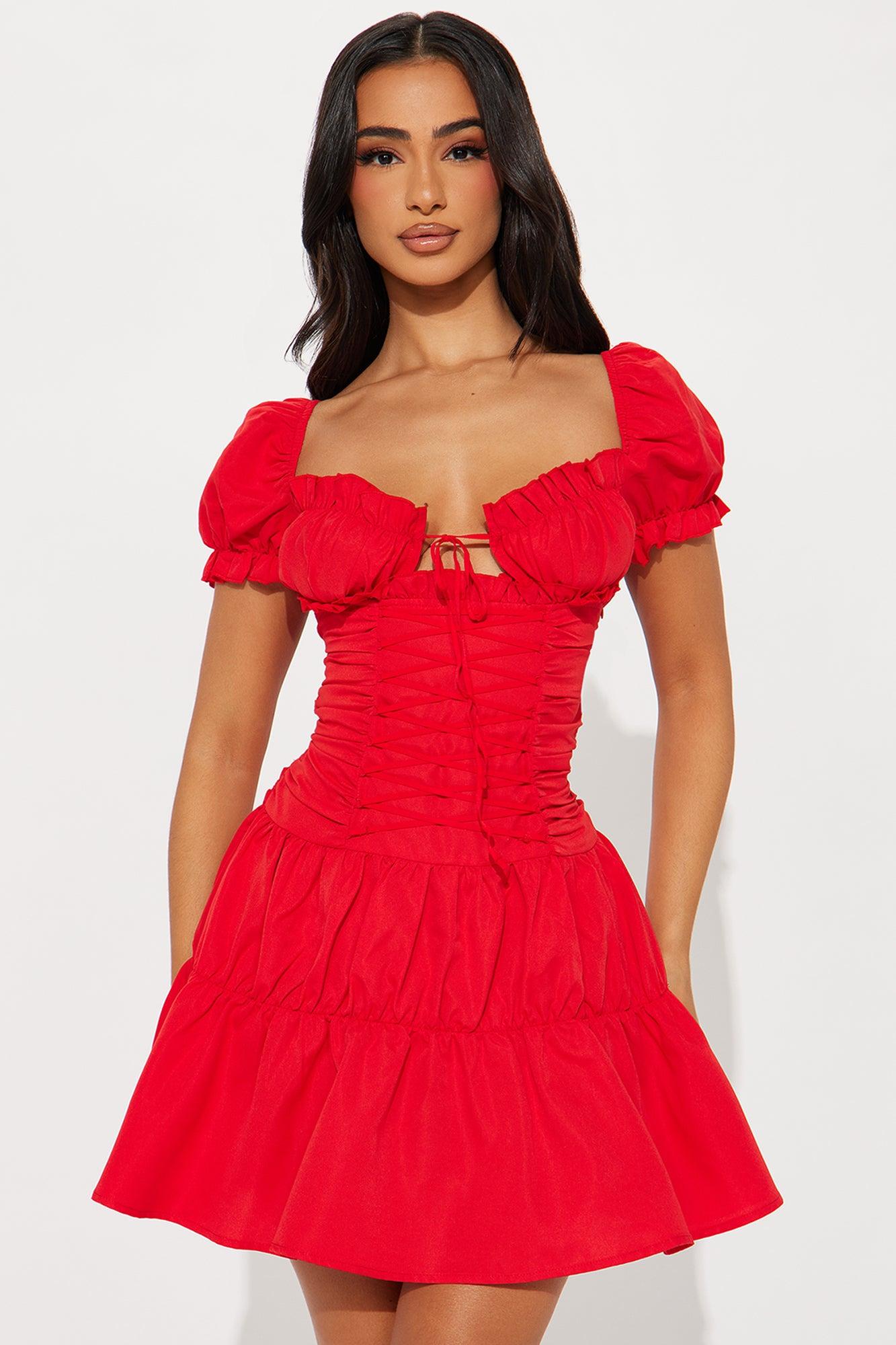 Bella Corset Mini Dress - Red Product Image