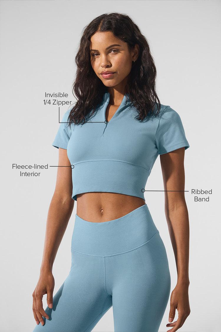 Seamless Winter Warm Plush Cropped Short Sleeve - Celestial Blue Product Image