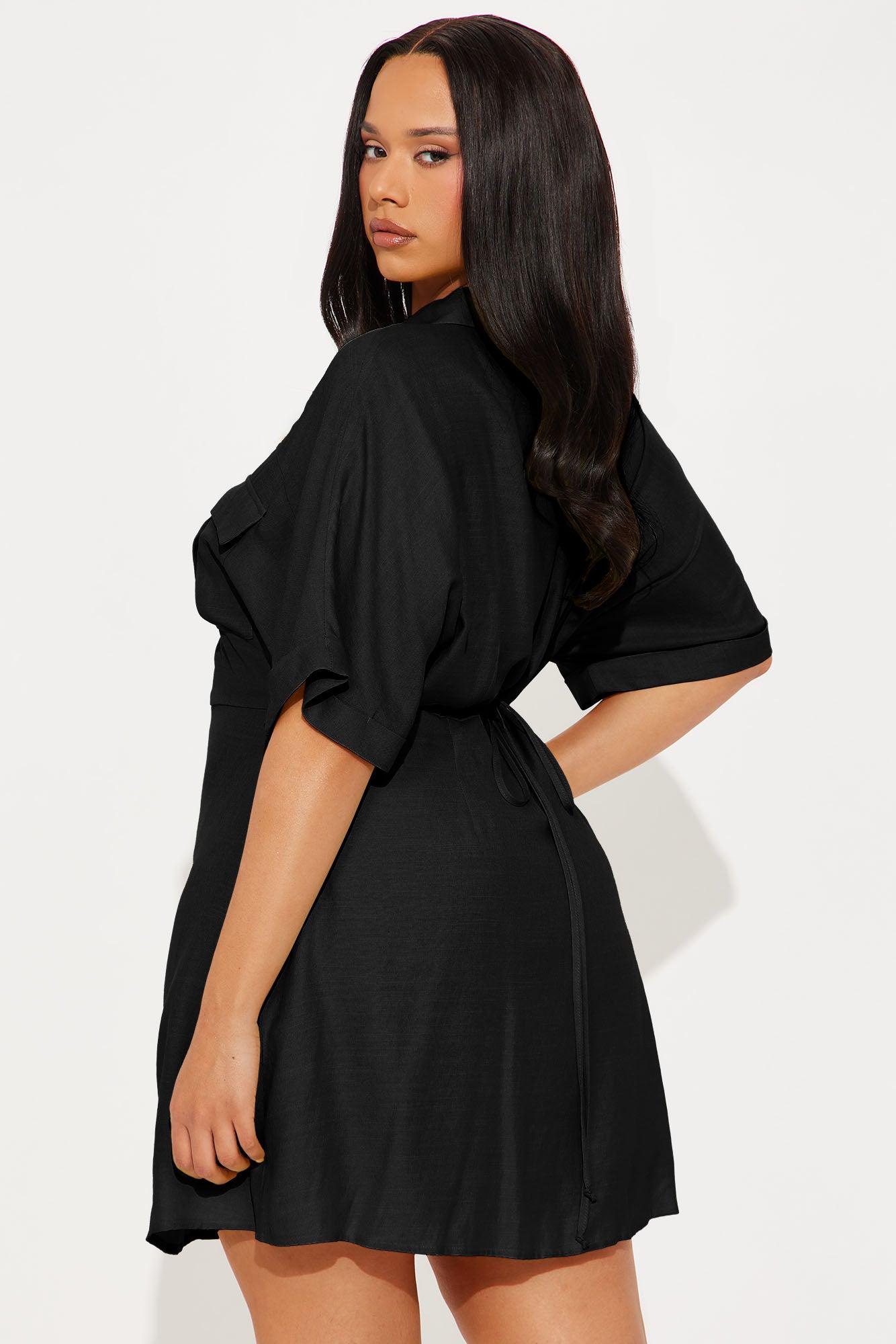 Penny Mini Shirt Dress - Black Female Product Image