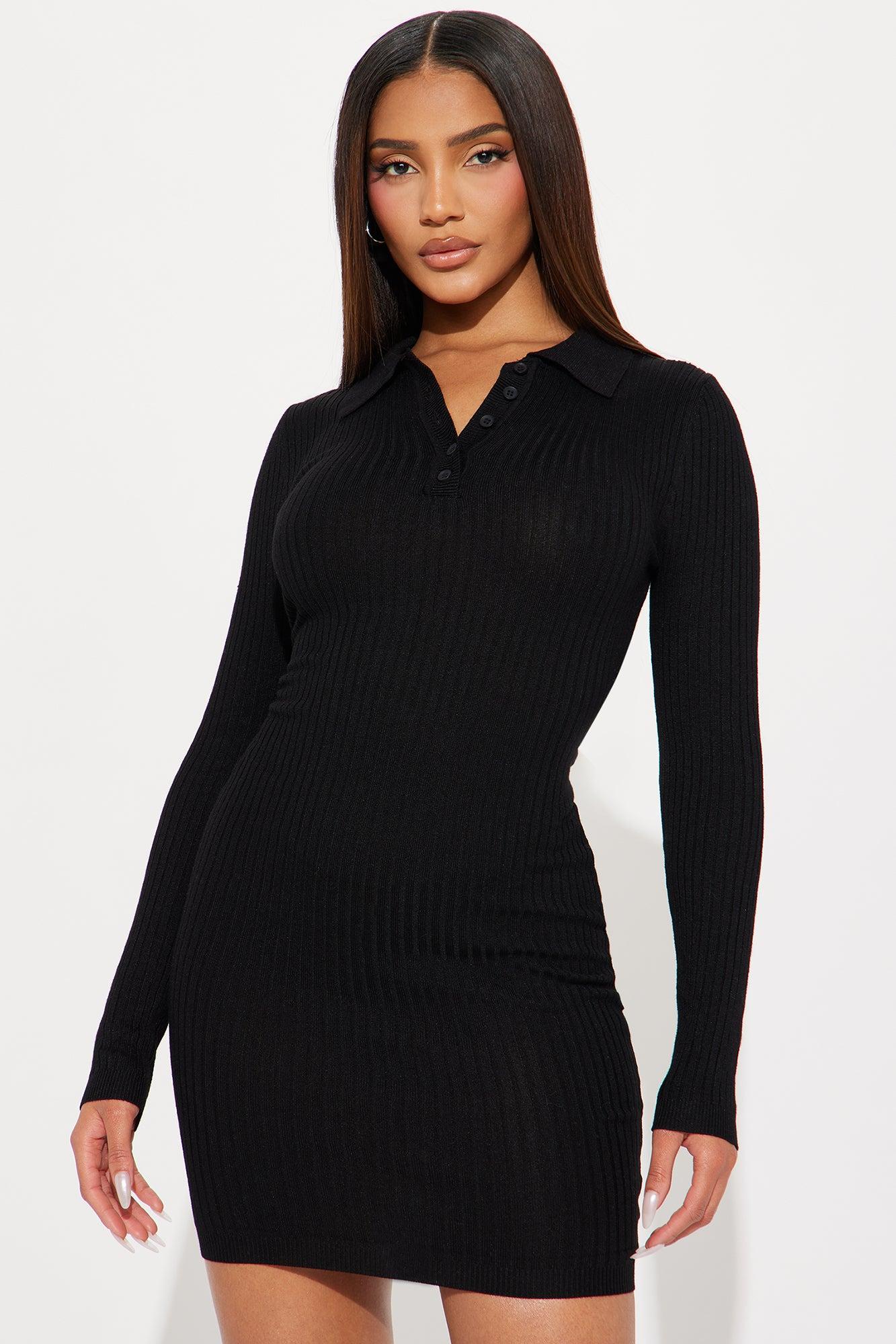 Melinda Sweater Mini Dress - Black Female Product Image