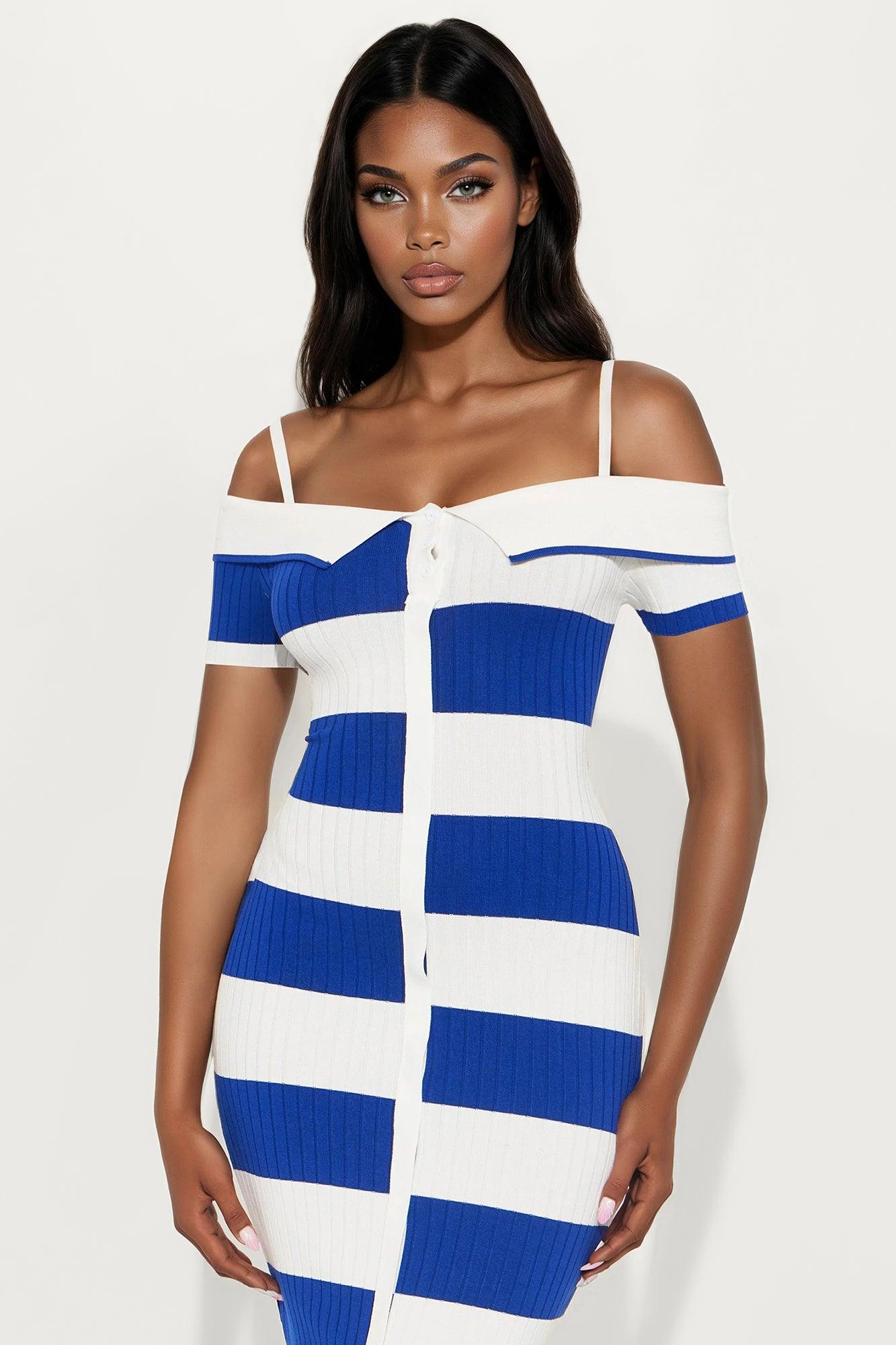 Dayna Sweater Maxi Dress - Royal/combo Female Product Image