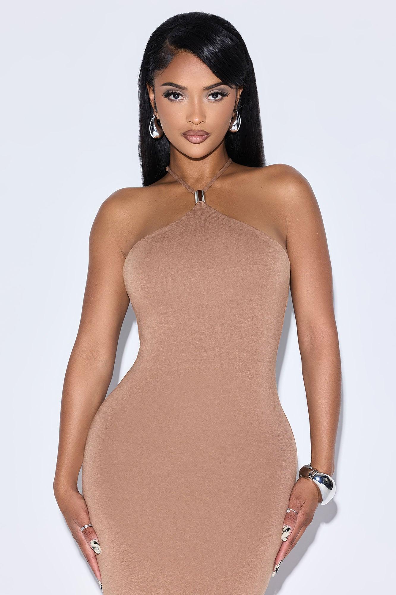 Amara Backless Maxi Dress - Mocha Female Product Image
