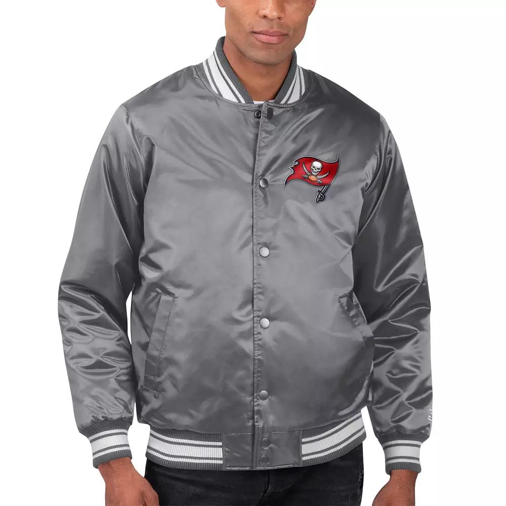Men's Starter Gray Tampa Bay Buccaneers Locker Room Satin Varsity Full-Snap Jacket,  Product Image