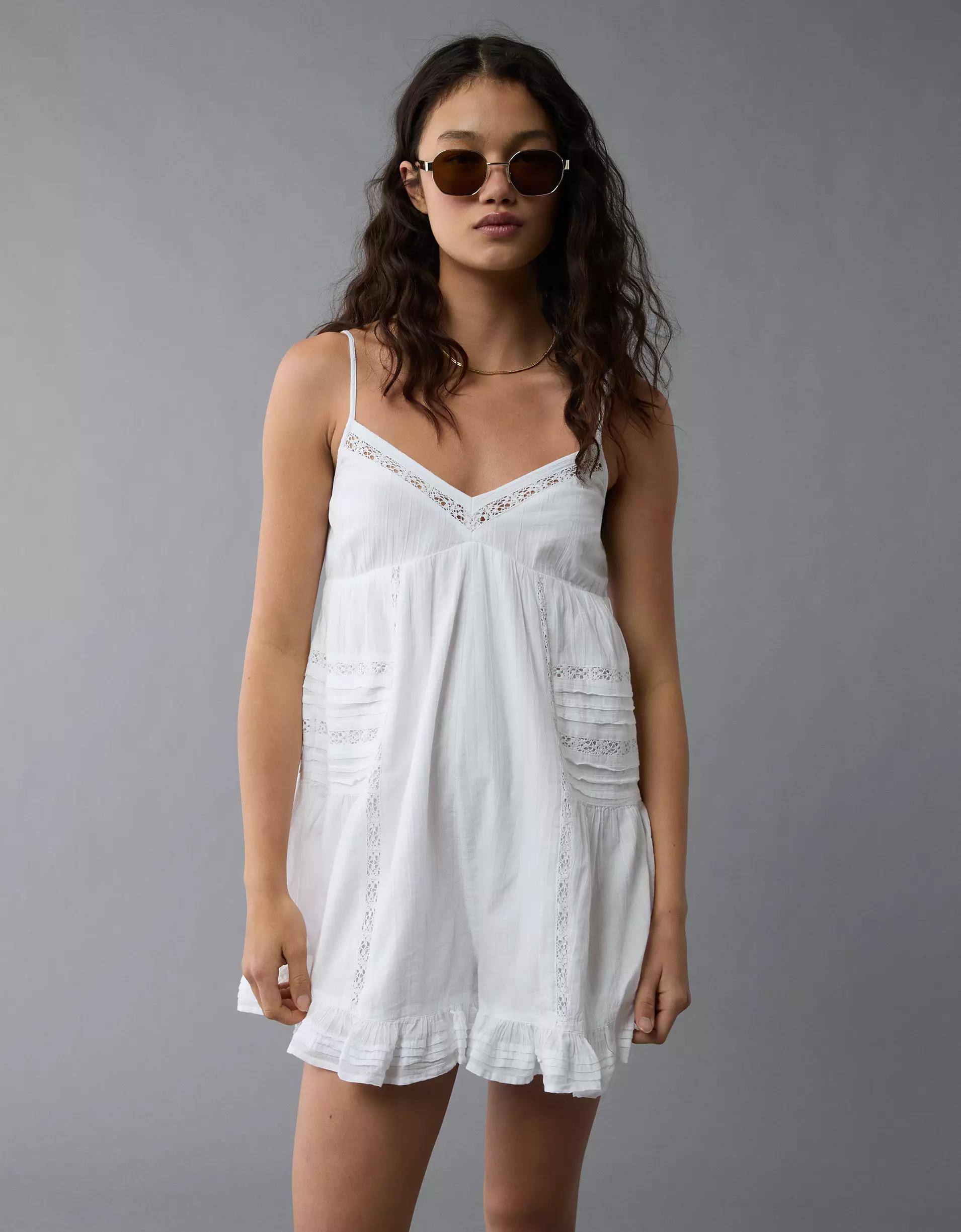 AE Pintuck Lace Babydoll Romper Product Image