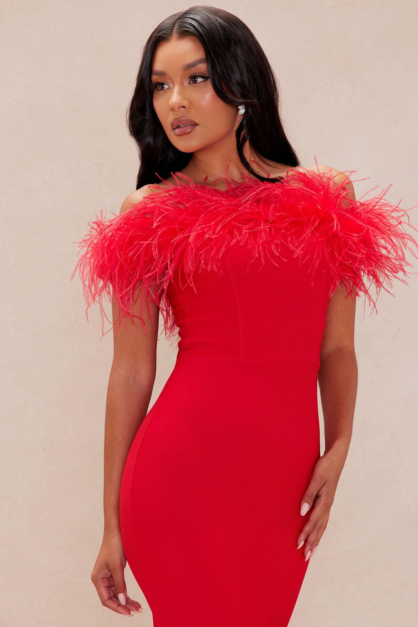 Rosalia Bandage Midi Dress - Red Product Image