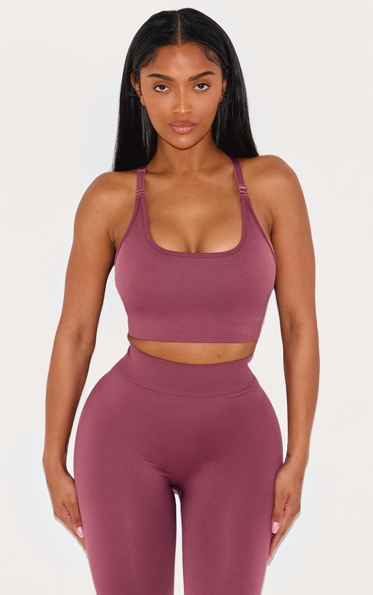 Shape Burgundy Seamless Active Cupped Sports Bra Product Image