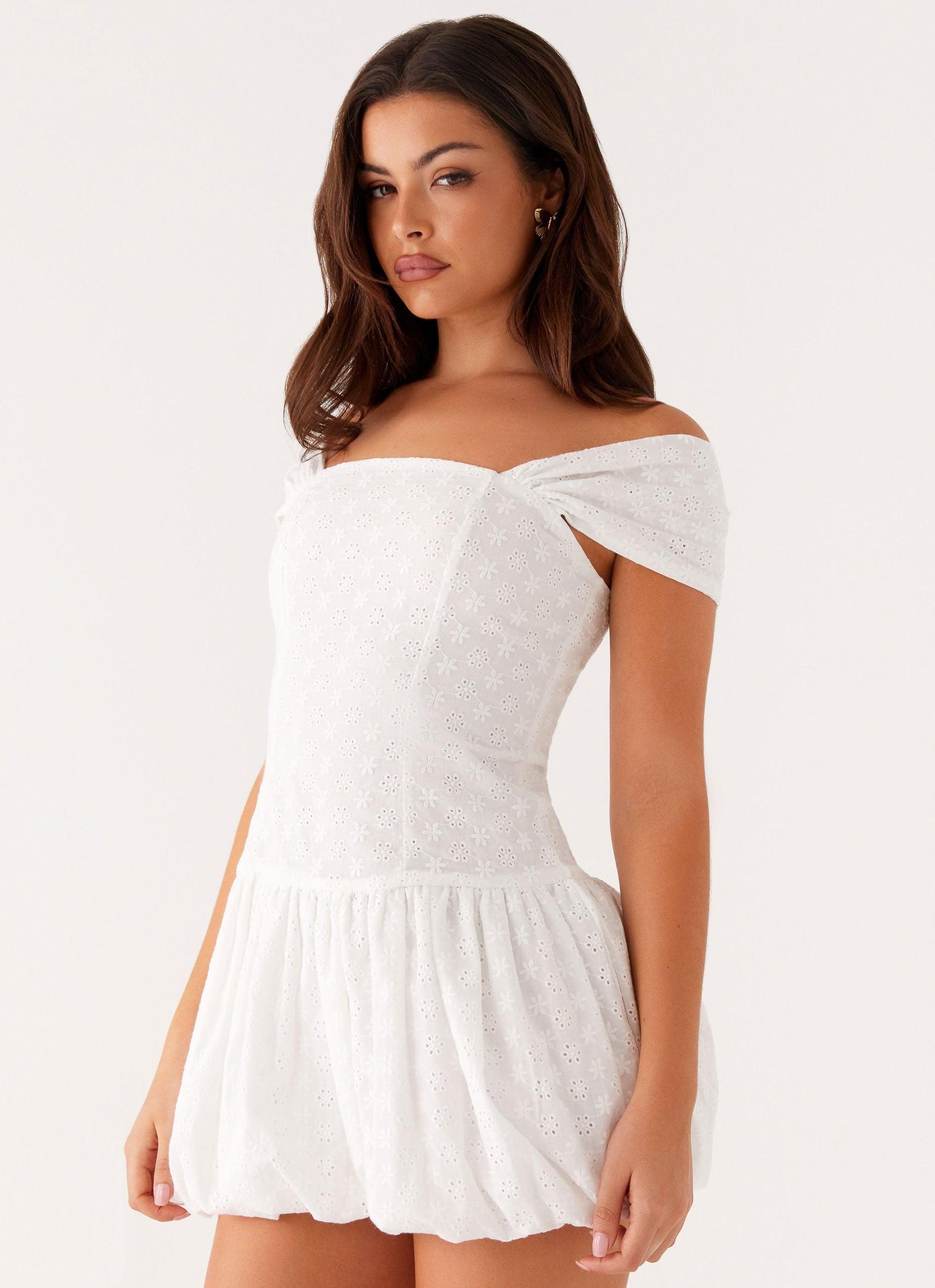 Vida Off Shoulder Mini Dress - White Product Image