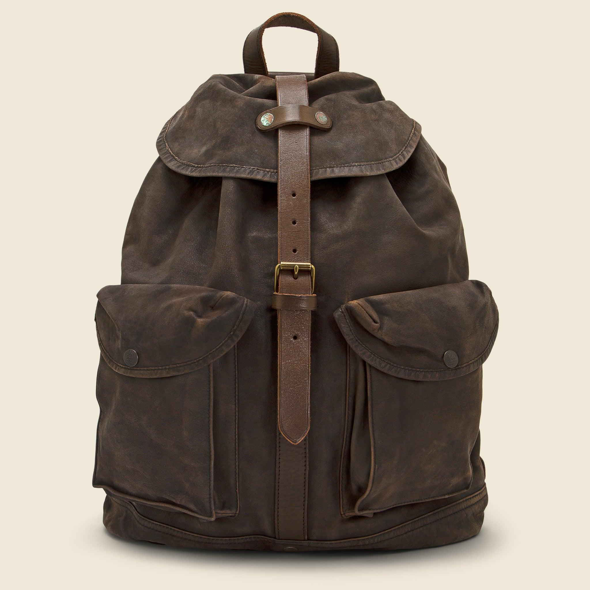 Leather Rucksack - Black Over Brown Product Image