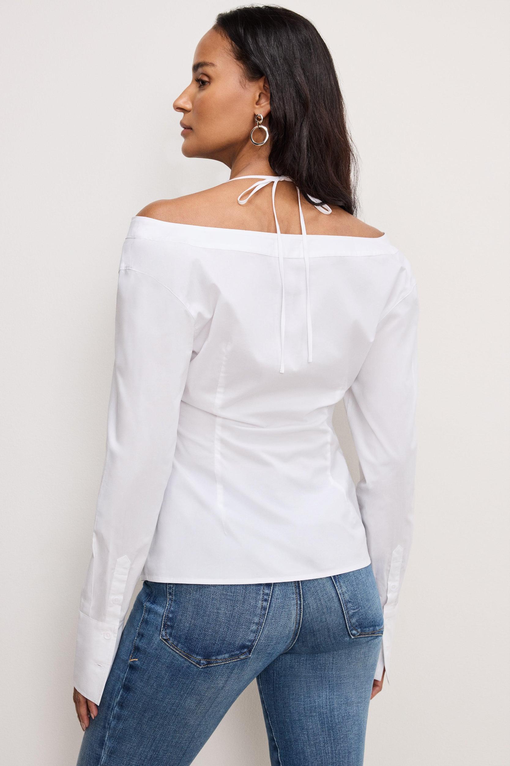 POPLIN OFF SHOULDER TOP | WHITE001 Product Image
