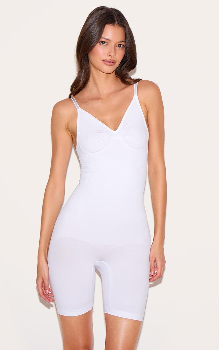 White Low Back Shapewear Bodysuit Product Image