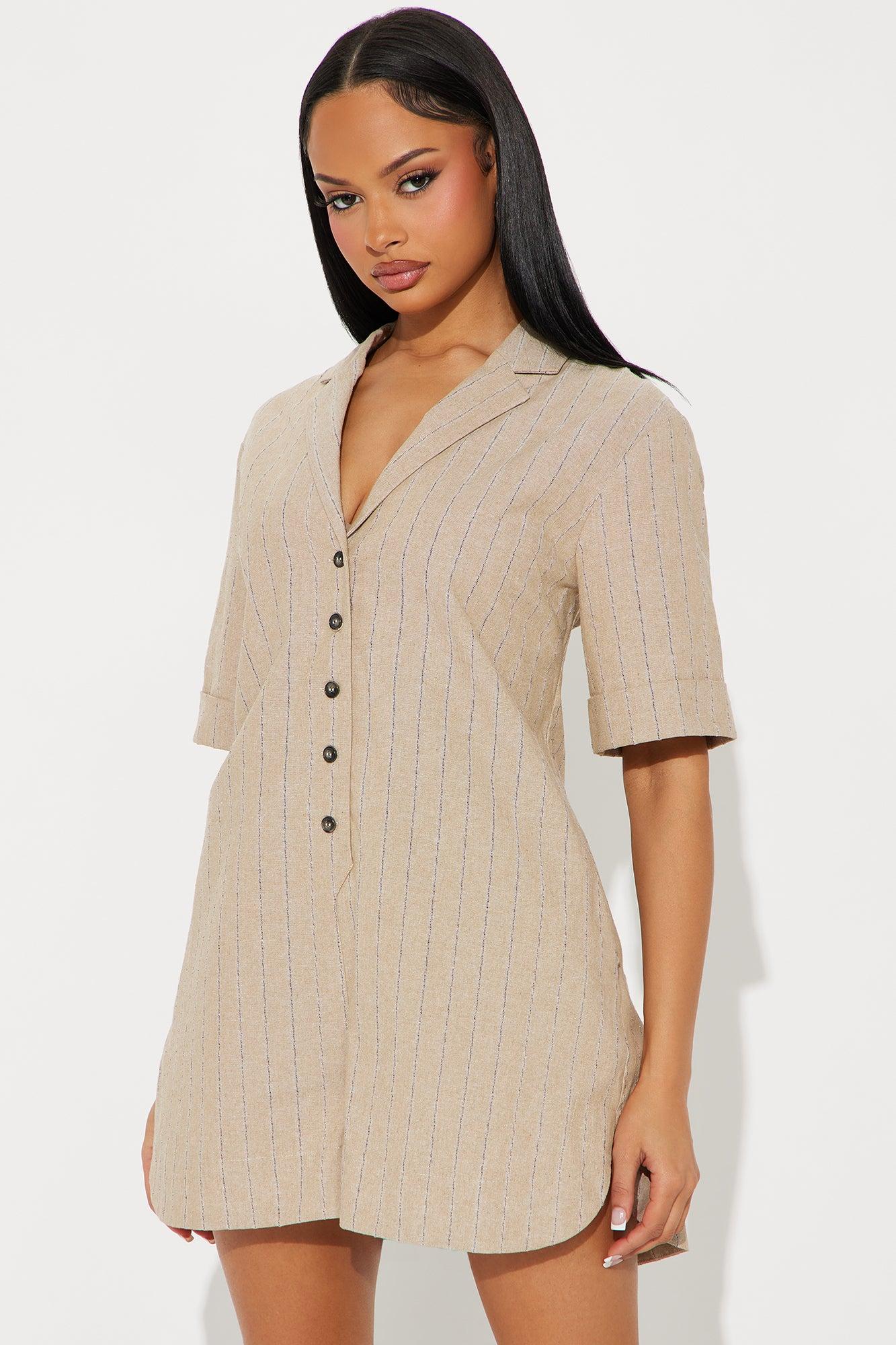 Living Good Linen Romper - Taupe Product Image