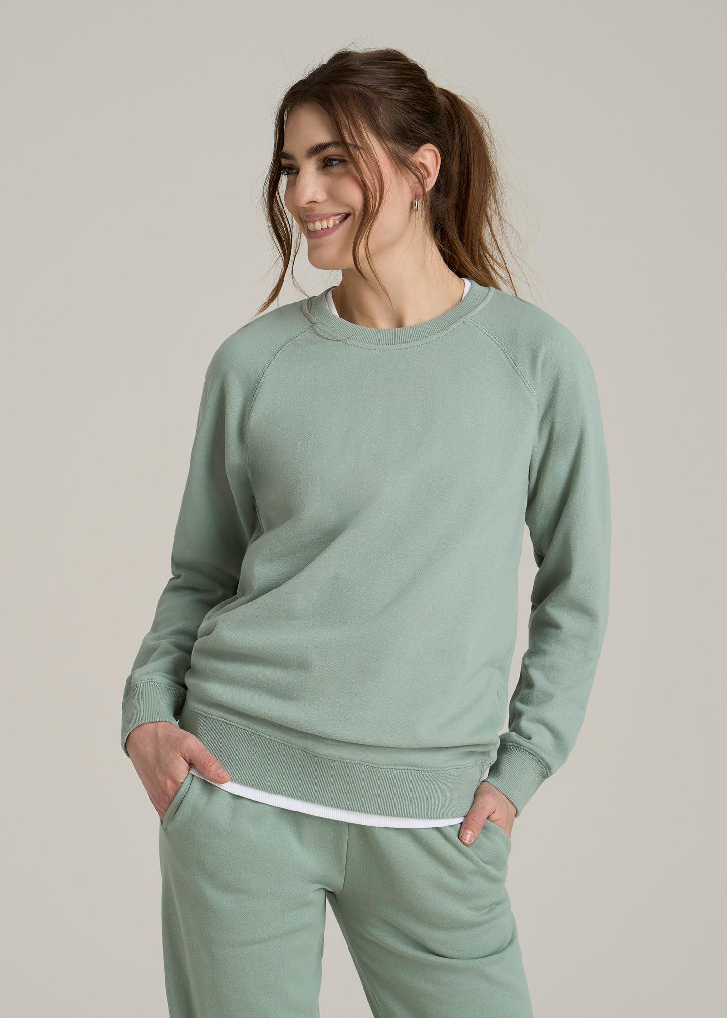 Wearever French Terry Crewneck Sweatshirt for Tall Women in Seagrass Female Product Image