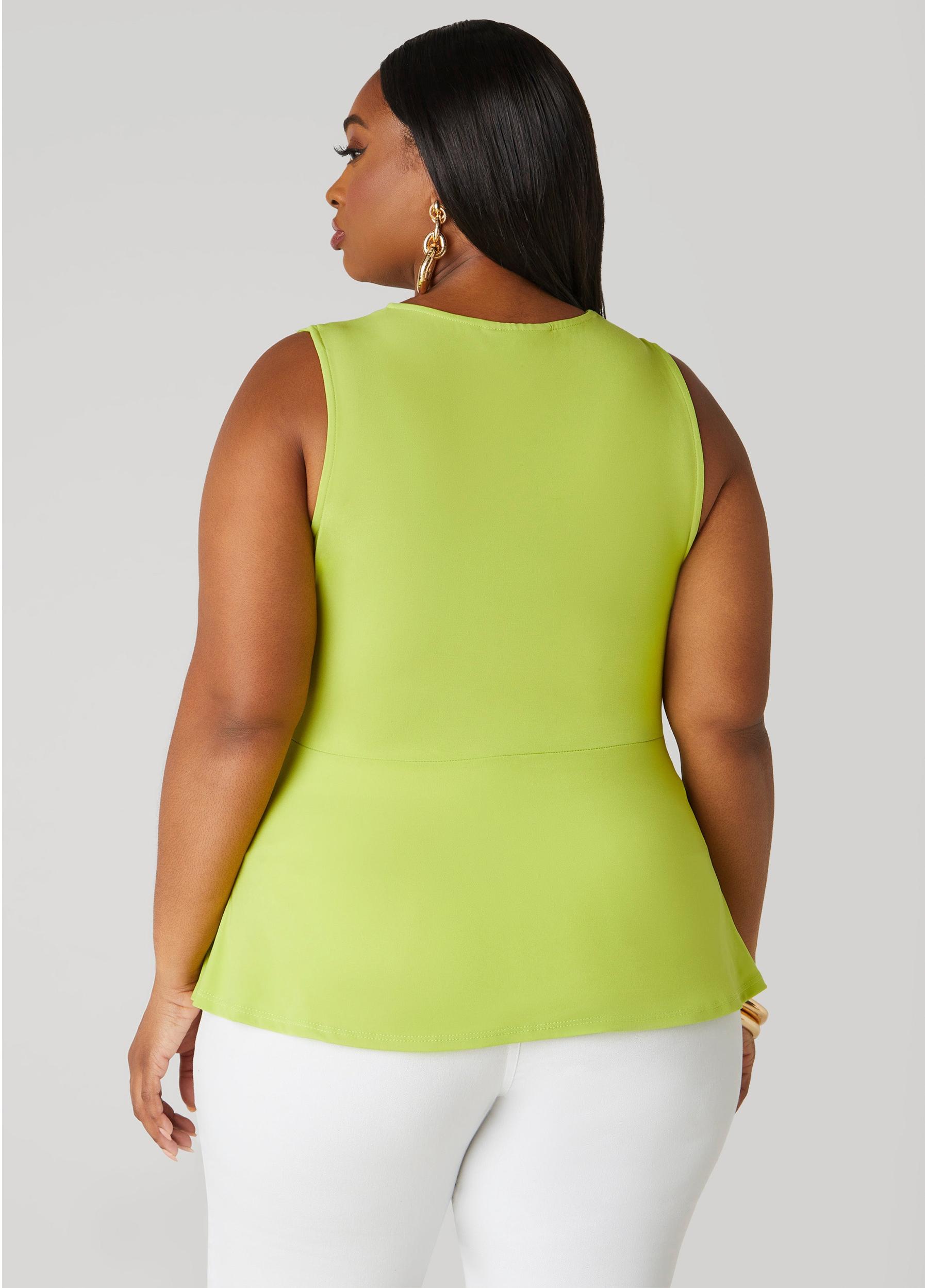 Plus Size Tie Front Peplum Top Ashley Stewart Product Image