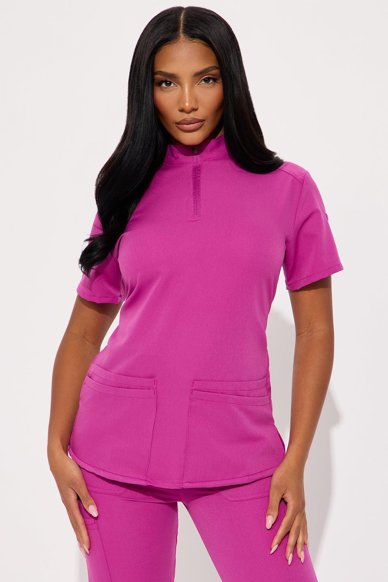 On The Go 4 Way Stretch Uniform Scrub Jogger Set - Magenta Product Image