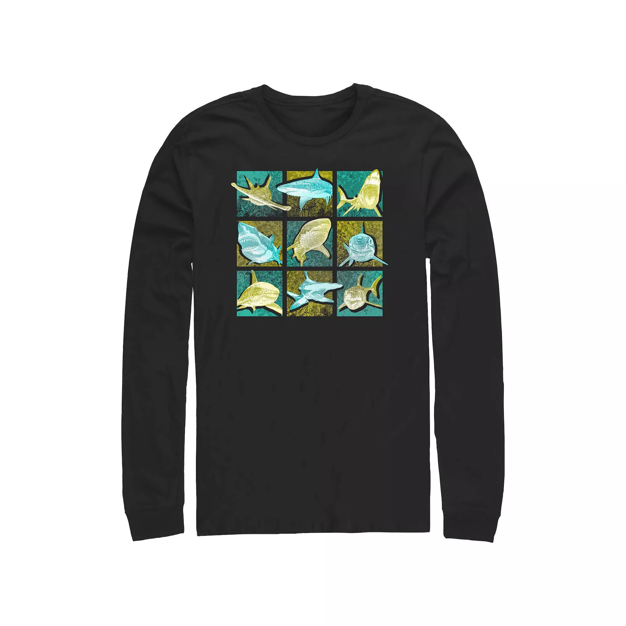 Men's Shark Portraits Long Sleeve Graphic Tee,  Product Image