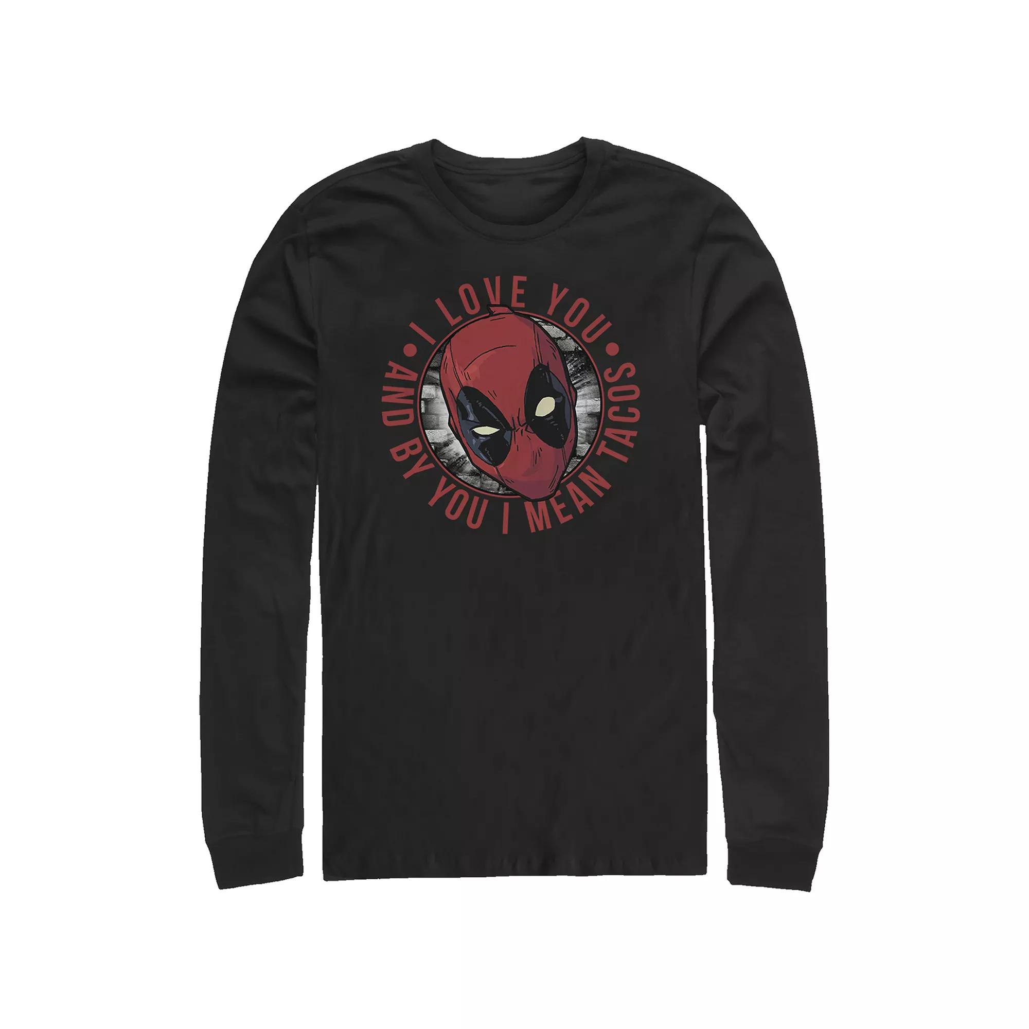 Men's Marvel Deadpool I Love Tacos Long Sleeve Graphic Tee,  Product Image