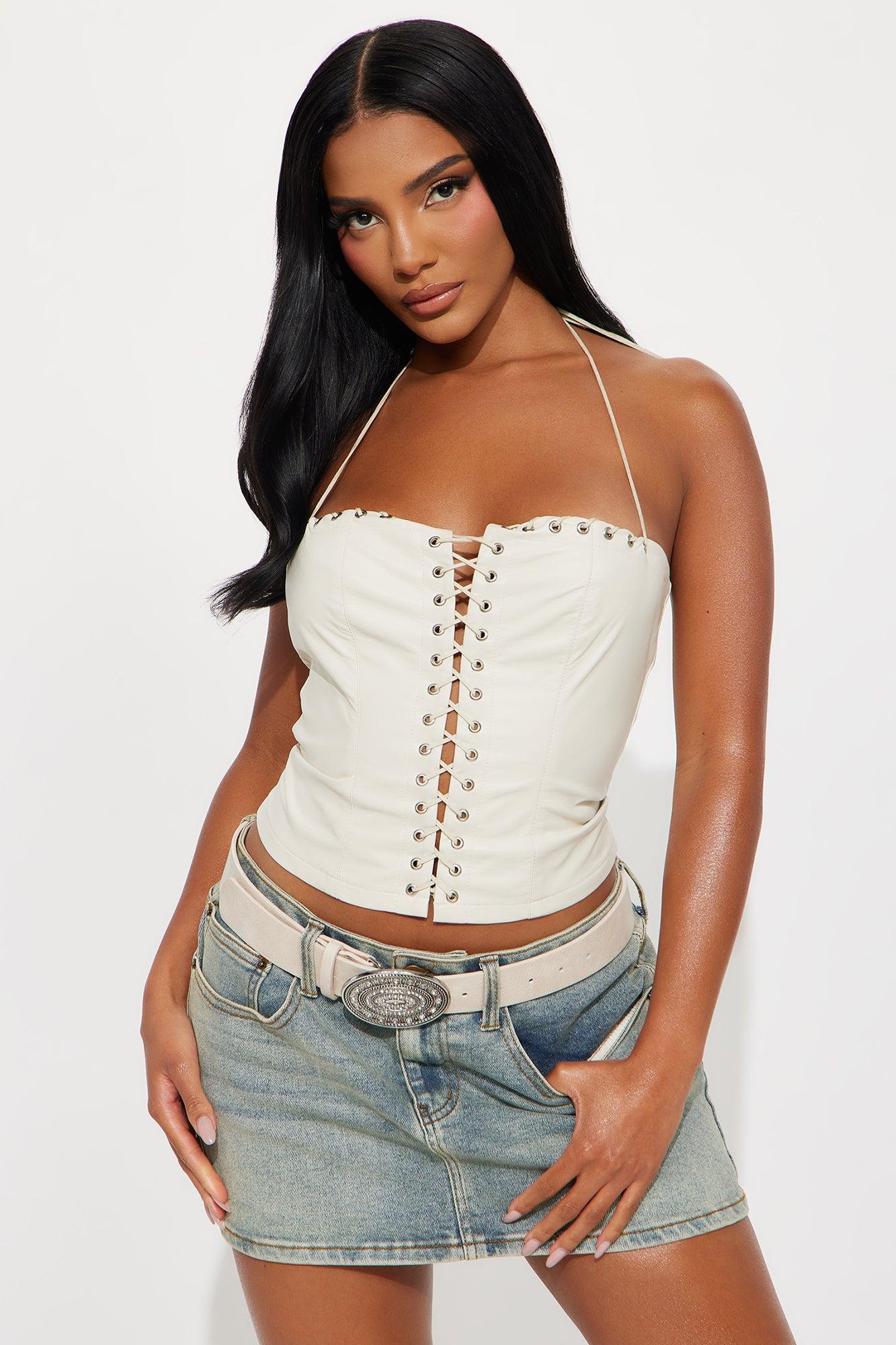 Rhinestone Concho Belt - Ivory Female Product Image