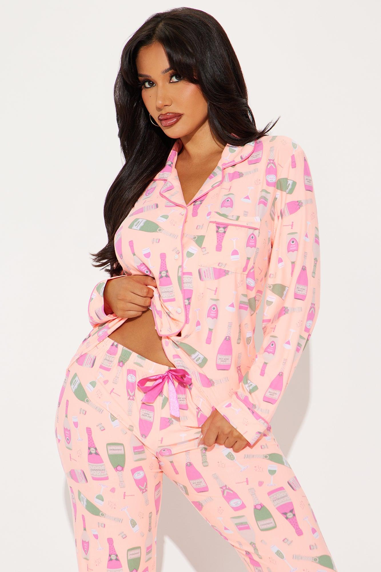 Champagne Party PJ Pant Set - Pink/combo Product Image