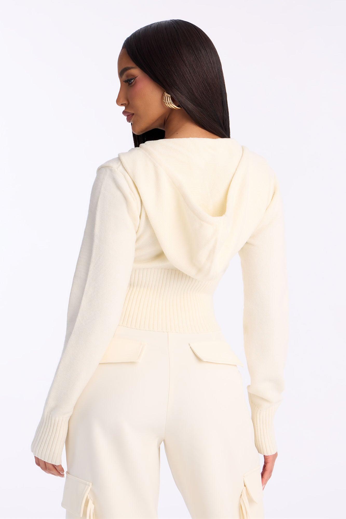 CozyCash Sweater Zip Up Hoodie - Ivory Female Product Image