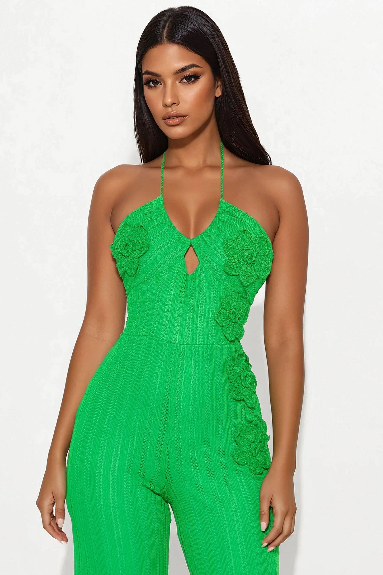 Marissa Crochet Jumpsuit - Green Product Image