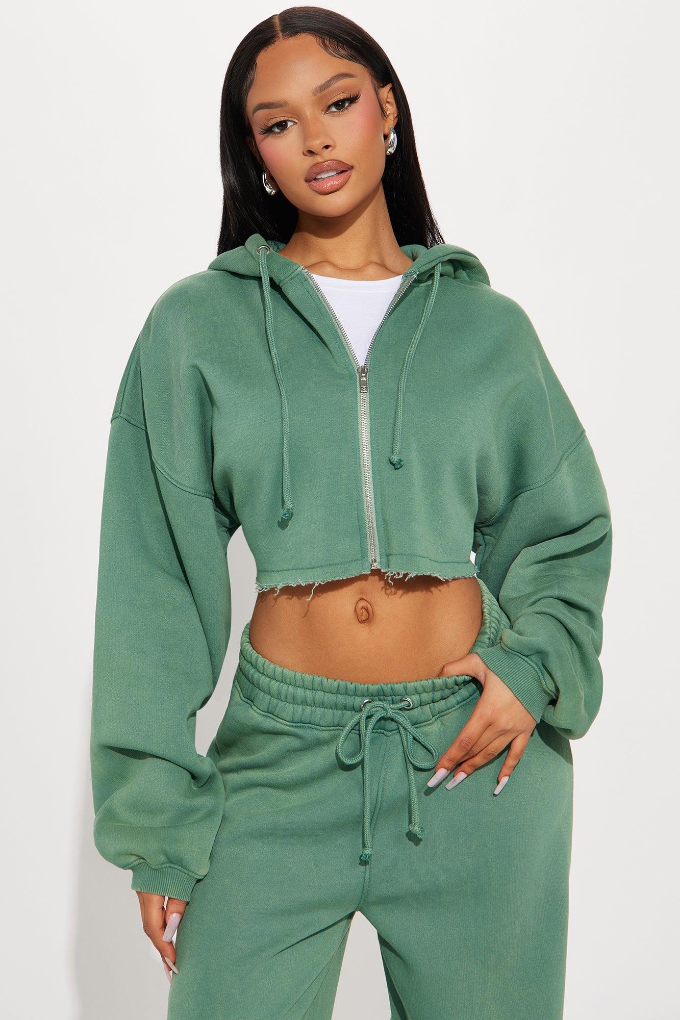 On The Go Fleece Pant Set - Green Product Image