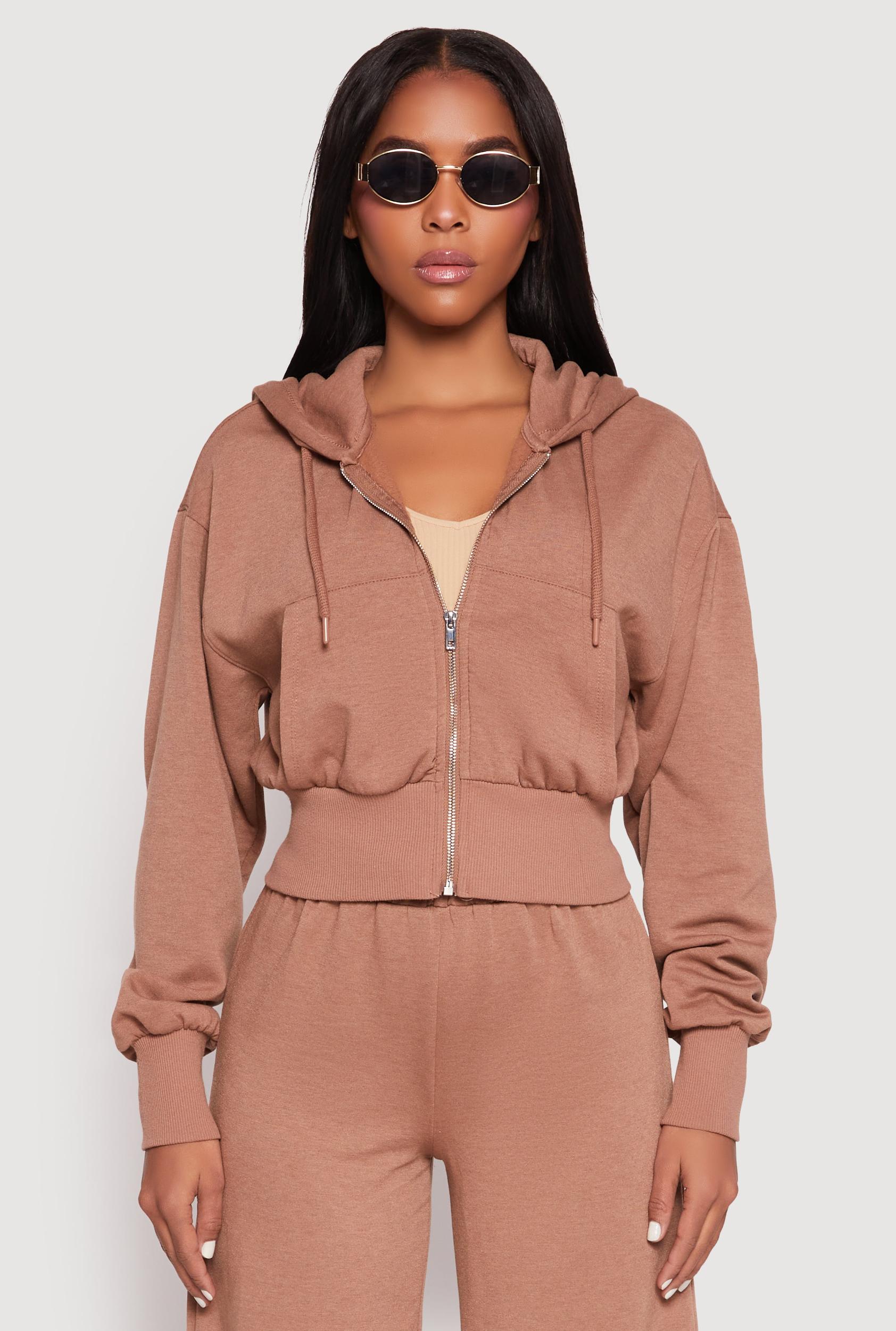 Womens Iris Fleece Zip Front Cropped Hoodie Product Image