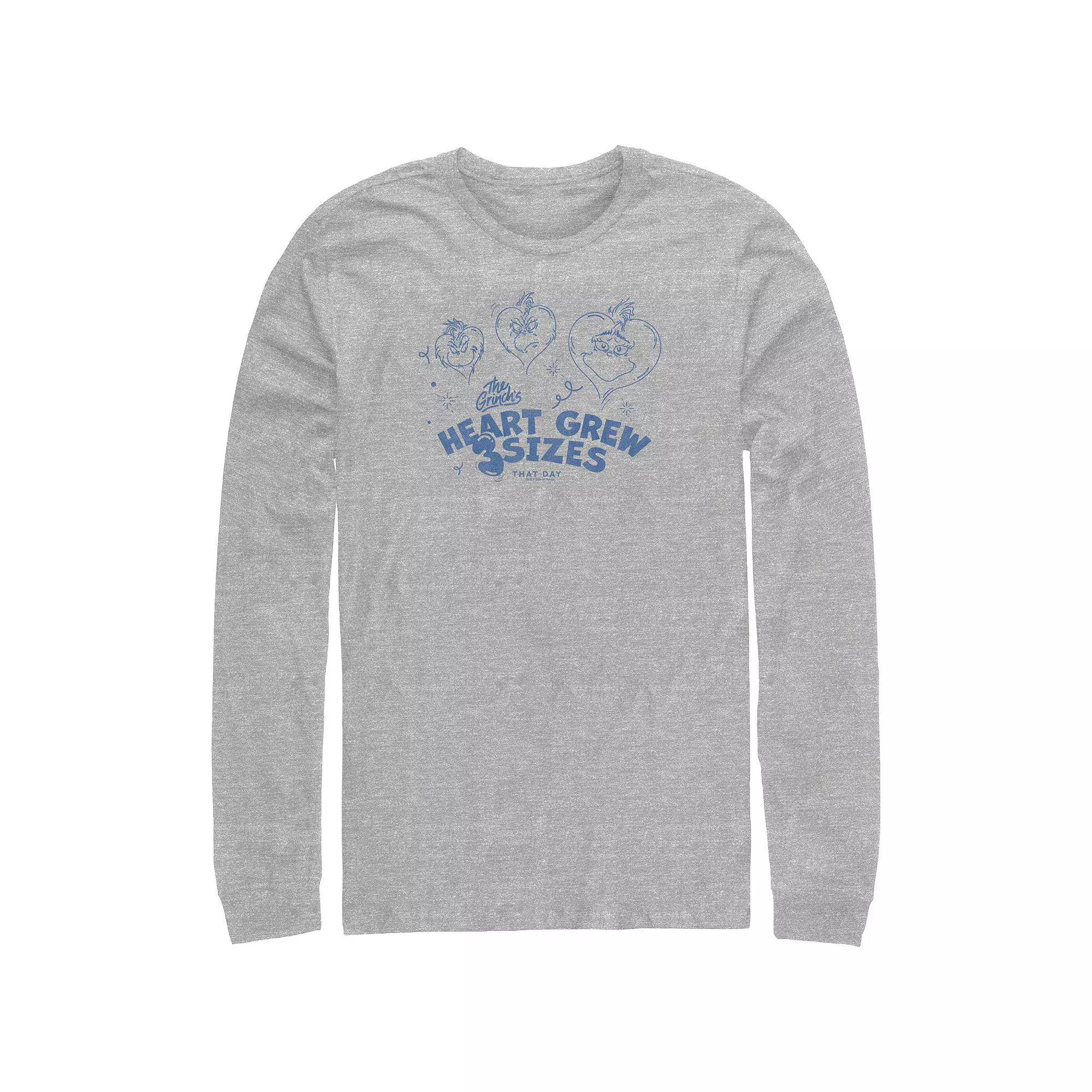 Big & Tall Dr. Seuss Grinch's Heart Grew 3 Sizes Long Sleeve Graphic Tee, Men's, Size: 3XL Tall, Athletic Grey Product Image