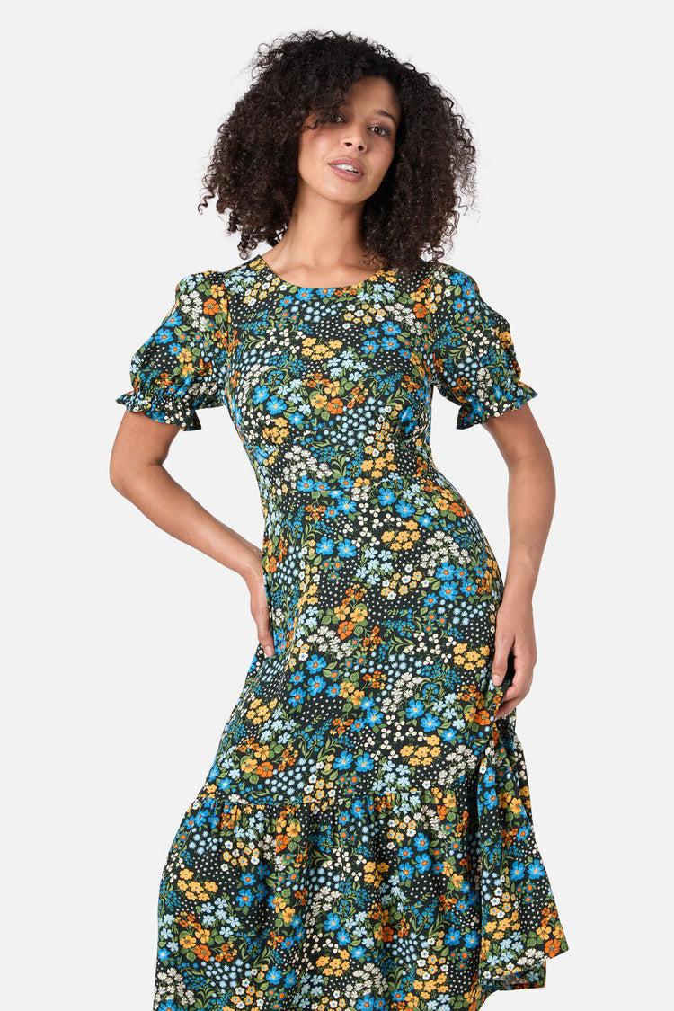 Ada 90's Floral Midi Dress Product Image