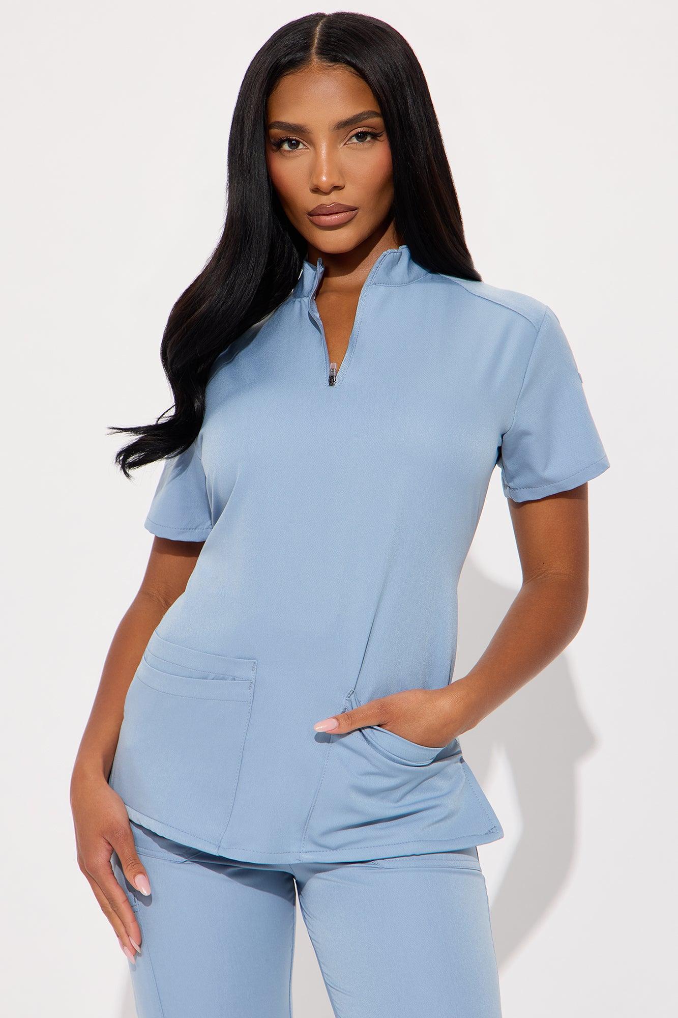 On The Go 4 Way Stretch Uniform Scrub Jogger Set - Slate Blue Product Image