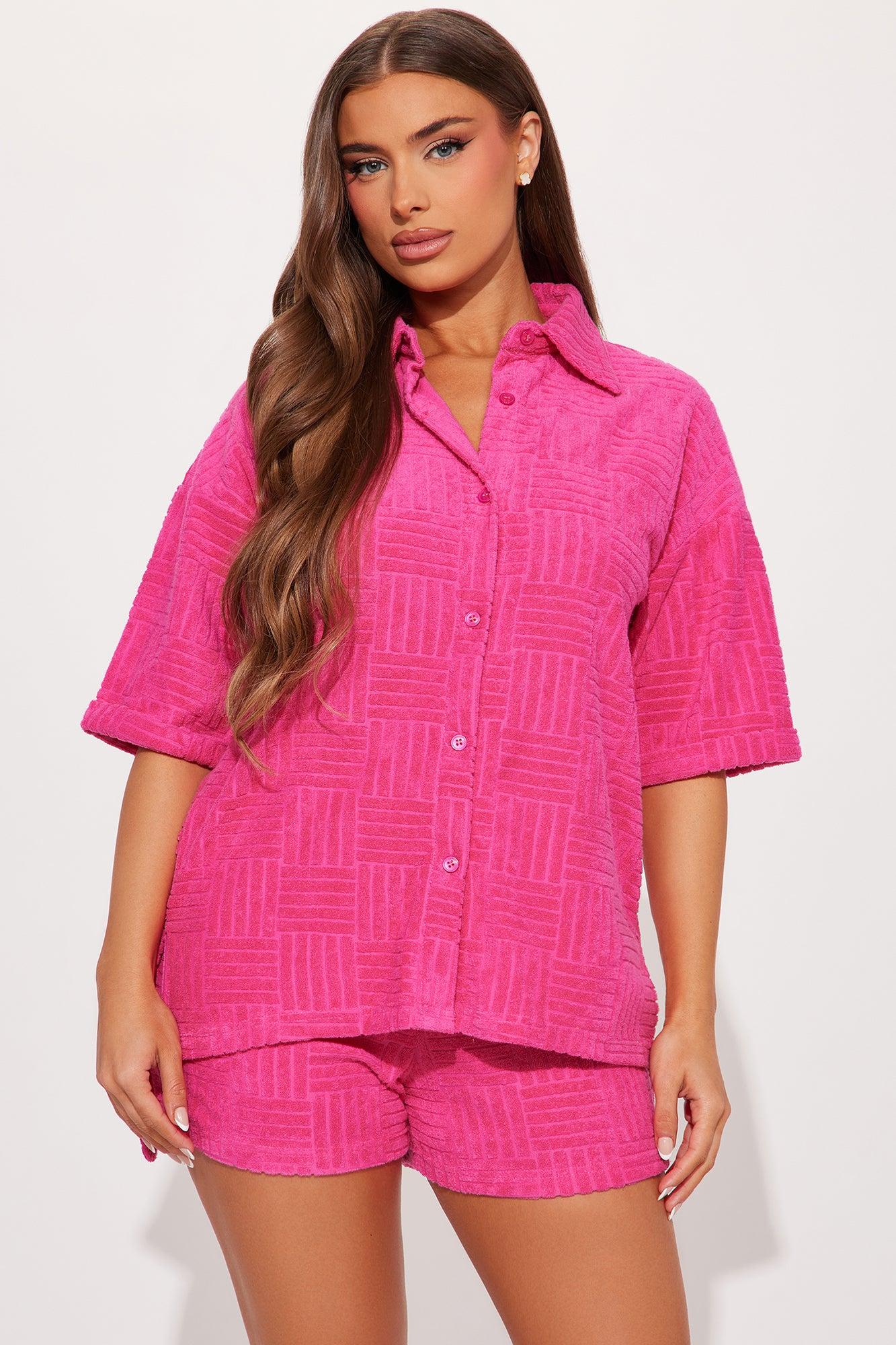 Ayana Terry Cloth Short Set - Pink Product Image