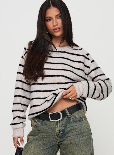 Souvenirs Knit Sweater Grey Stripe Product Image