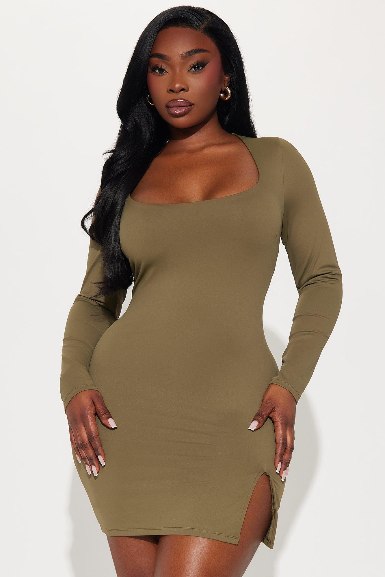 Sculpt Jody Long Sleeve  Mini Dress - Olive Product Image