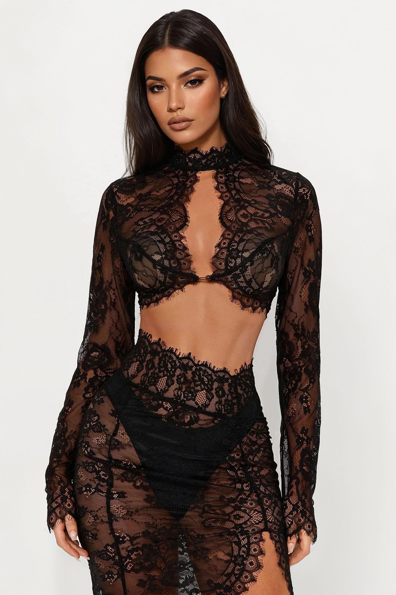 Love In Lace Maxi Skirt Set - Black Female Product Image