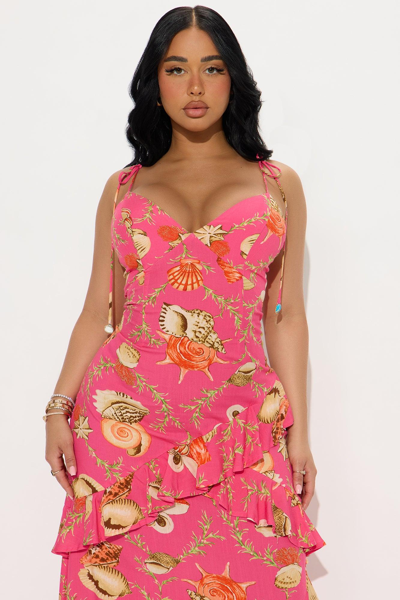 Claire Linen Maxi Dress - Hot Pink/combo Product Image