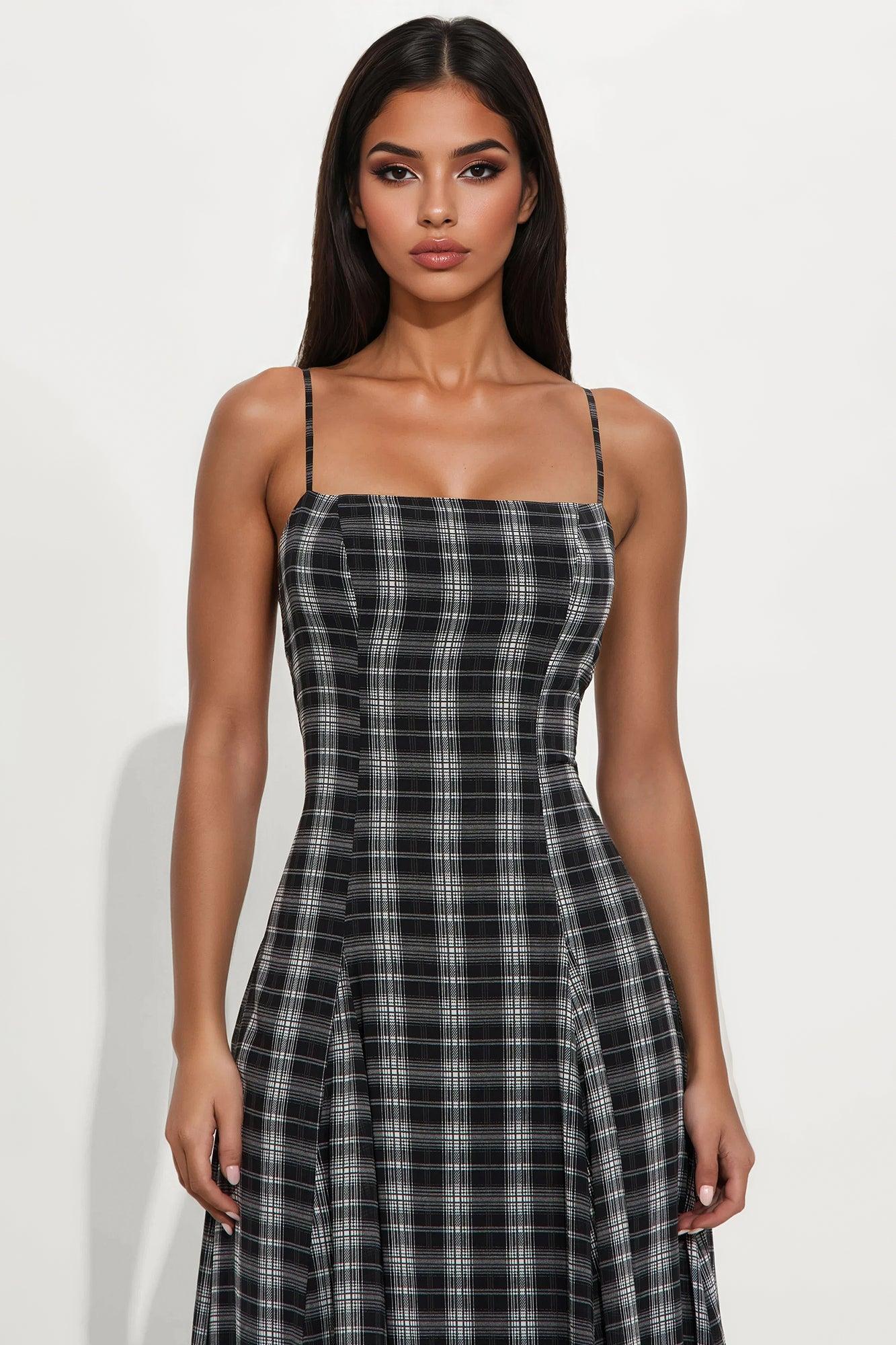 Soft Skies Chiffon Maxi Dress - Black/White Female Product Image