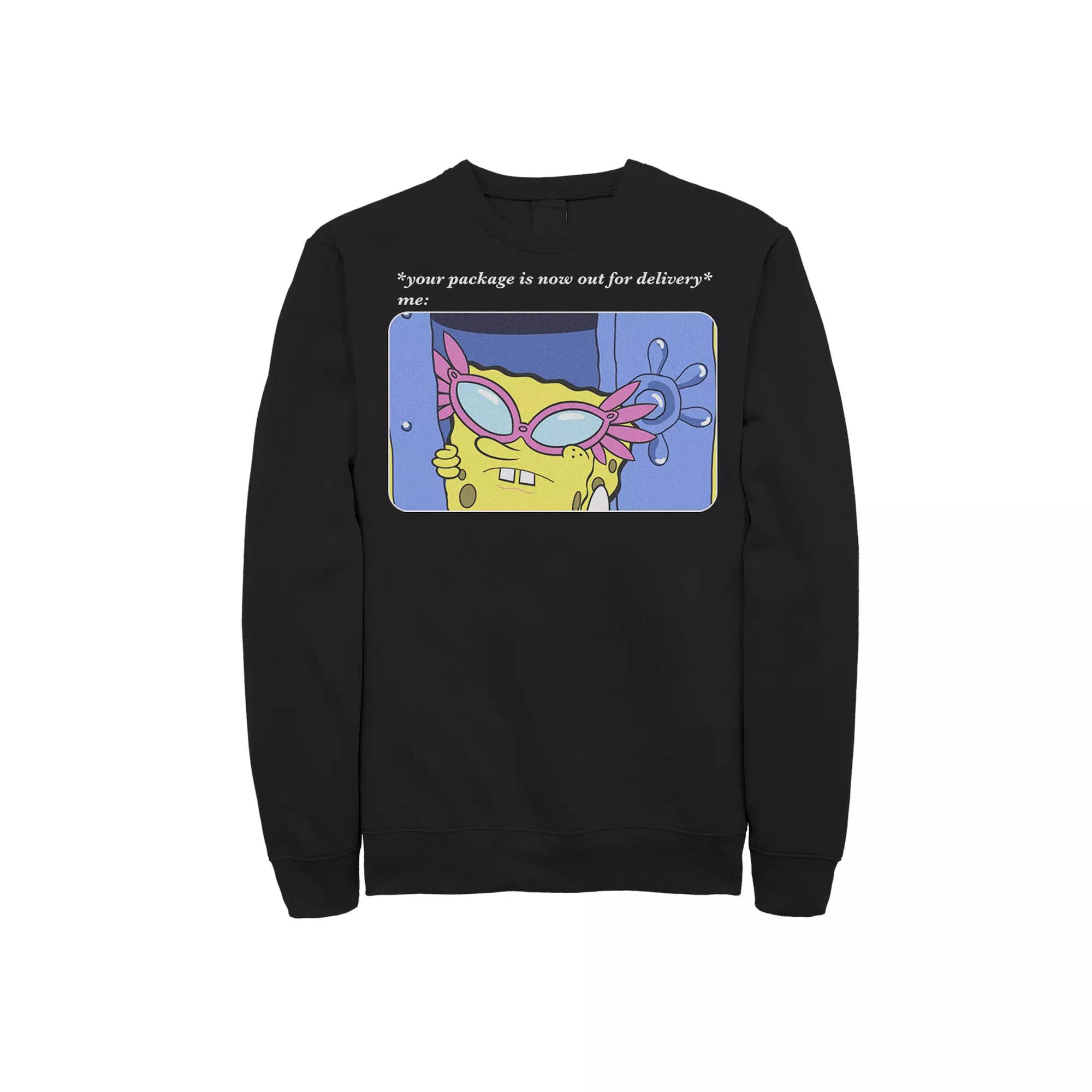 Men's Nickelodeon SpongeBob SquarePants Package Out For Delivery Meme Sweatshirt,  Product Image